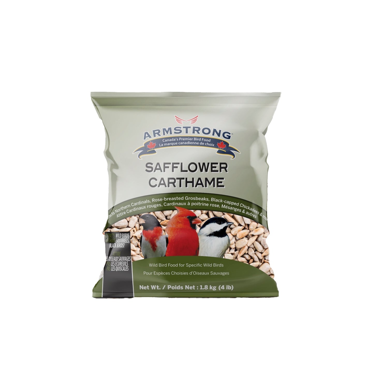 armstrong safflower bird seed bag on white background