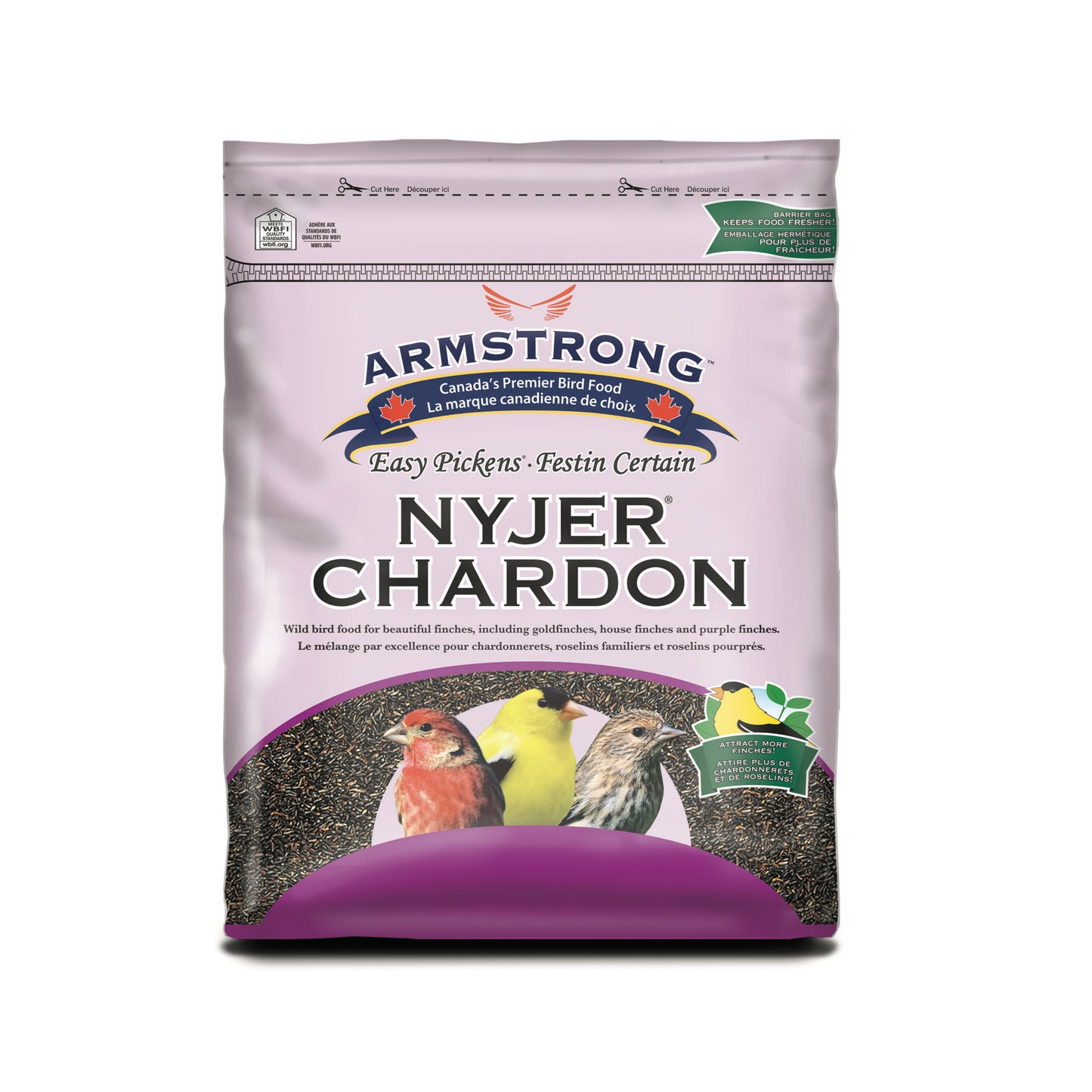 armstrong easy pickins nyjer seed bag on white background
