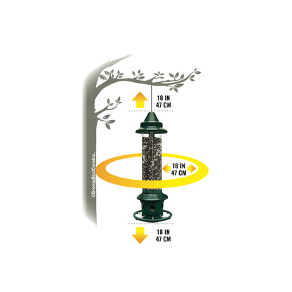 squirrel buster plus bird feeder showing clearance space around feeder