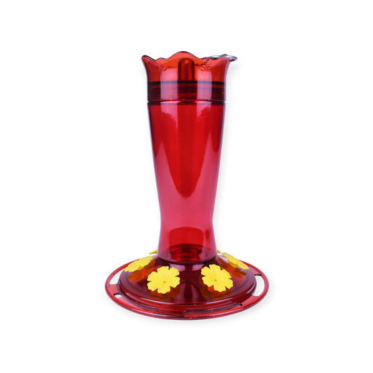 Kingsyard 13.5oz red glass hummingbird feeder with bee-proof ports and built-in ant moat, assembled and ready to hang, Canada