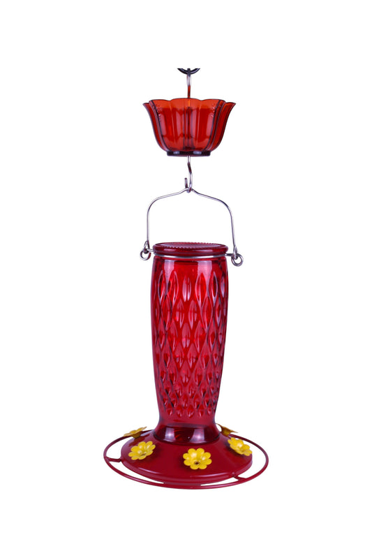 Kingsyard Touch of Nature hummingbird feeder with ant moat hanging on white background 24 oz